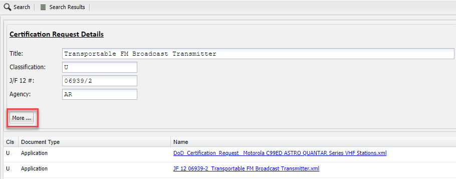 Certification Request Details Page